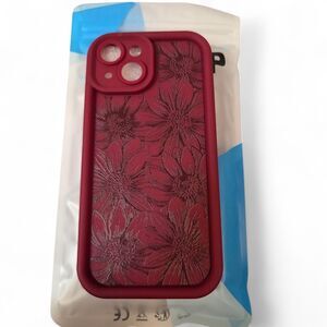 NITITOP iPhone 15 Case Wine Red Floral Embossed Slim Protective Cover New